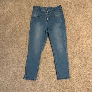 Fashion Nova High Rise Button Fly Blue Jeans